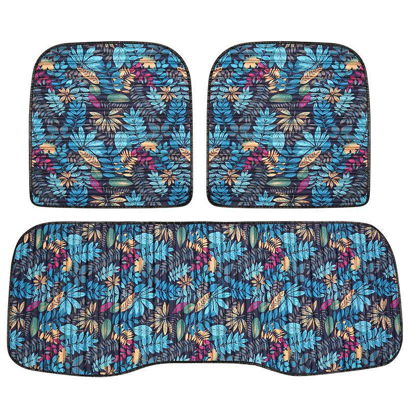 Summer Ice Silk Cool Car Seat Cushion, Lightning Pattern, Buckwheat Hull - Single or Three-Piece Office Chair Set