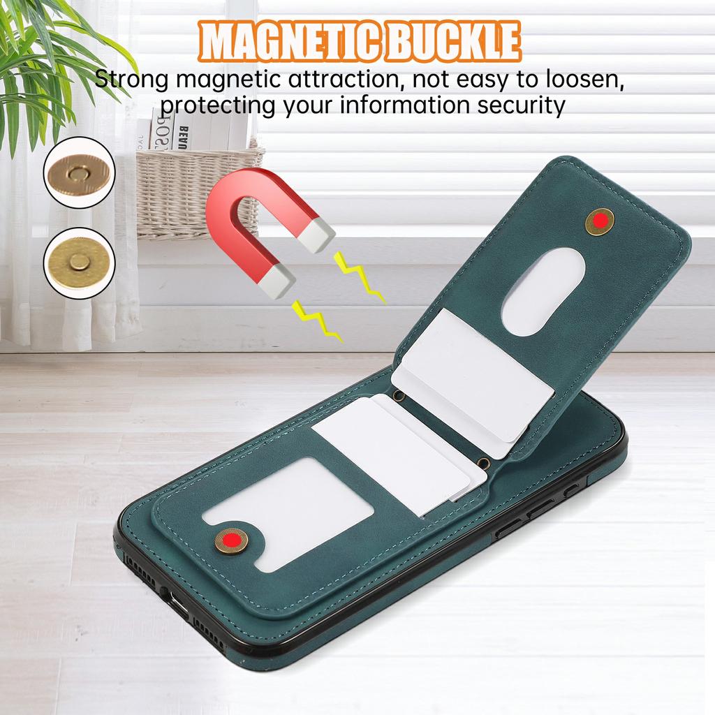 For iPhone 16 Pro Max Case Card Holder Kickstand Leather + TPU Phone Cover with Shoulder Strap