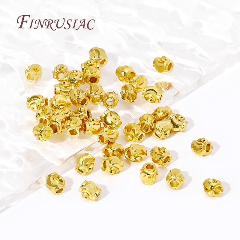 Lantern Shape Spacer Beads 18K Real Gold Plated Beads Separator Accessories For Bracelets DIY Jewelry Making Supplies