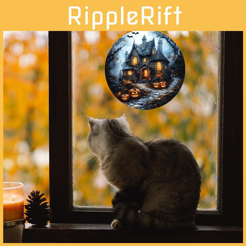 Castle Pumpkin Halloween Bat Uv Static Adhesive Free Home Stickers Decoration