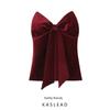 Kaslead New Arrival Women's Clothing Fashion Style Fashion Bowknot Decoration Velvet Tops 9346150