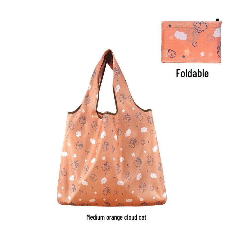 Medium Foldable 210D Oxford Cloth Shopping Bag, Convertible to Shoulder or Handbag, Ideal for Groceries and Camping