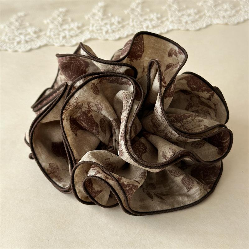 Übergroße mehrlagige Rüschen-Scrunchies Tuschmalerei-Stil Haargummi Vintage voluminöse Haarseil Großer Organza-Pferdeschwanzhalter