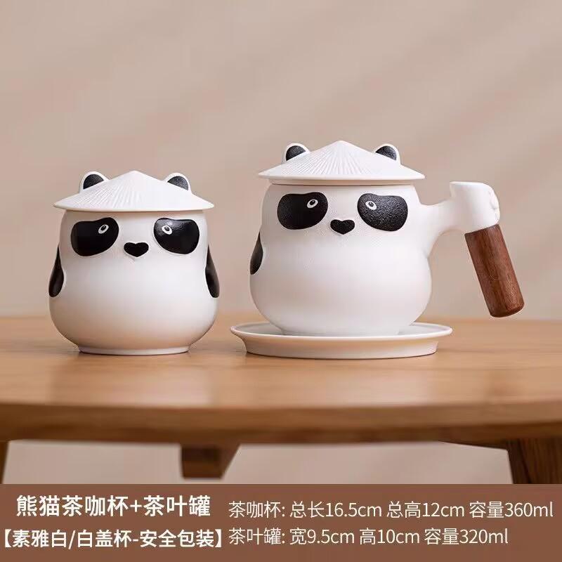 Panda Tea Creative Ceramic Tea Separation Cup With Lid Men'S And Women'S Office Filter Water Cup
