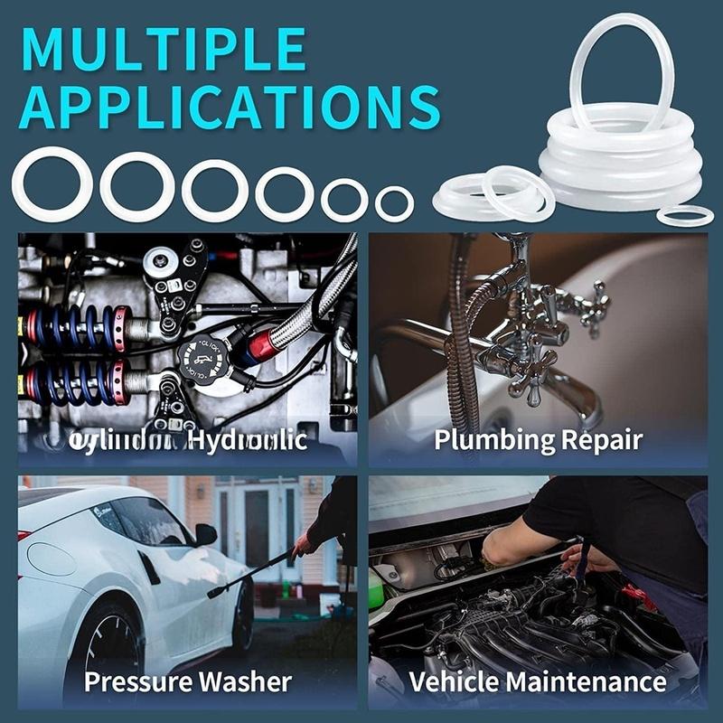 1228Pcs 32Size Clear White Silicone O Rings Assortment Kit With Pick And Hook For Hydraulic Systems Plumbing Repairs Tools