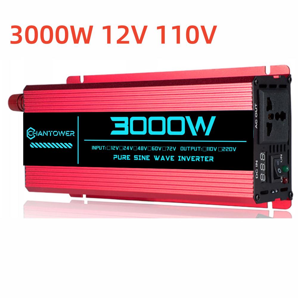 Pure Sine Wave Inverter DC 12V To AC 220V/110V 1000W 1600W 3000W 4000W 5000W 6000W Power Converter Car Solar Inverter