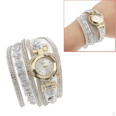 Fashion Crystal Bracelet Wristwatch Elegant Multilayer Watch Arabic Numbers