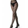Breathable Nylon Fishnet Pantyhose For Women Four Leaf Pattern Rhinestones Accent High Waist Sheer Mesh Tights Stockings