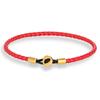 Gold Stainless Steel Button Braided Leather Bracelet For Men Women Couple Jewelry Gifts