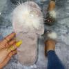 Fashion Light Open Toe Cotton Slippers for Women Elegant Pearls Detor Indoor Cotton Slippers Woman Soft Faux Fur Flats Plush Slides Lady