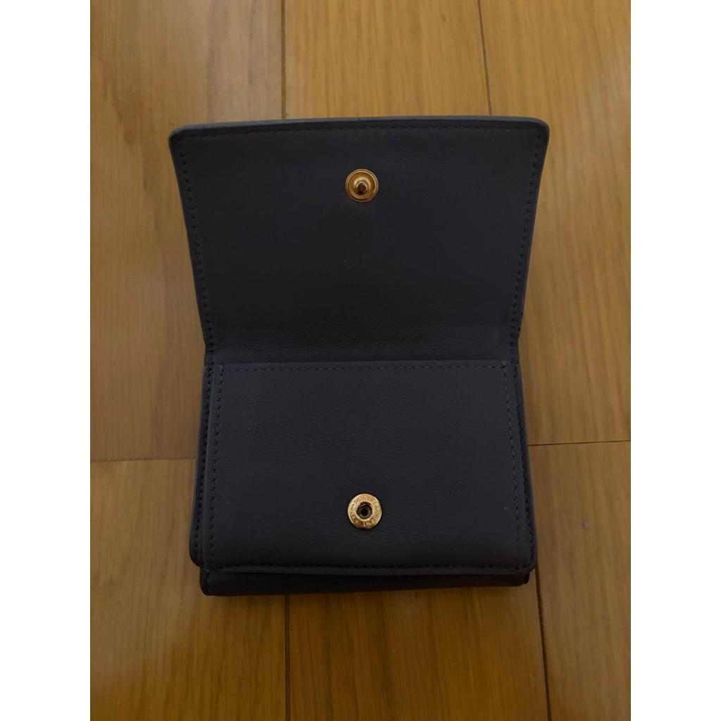 Used SAINT LAURENT YSL Logo Trifold Wallet Black Gold Hardware