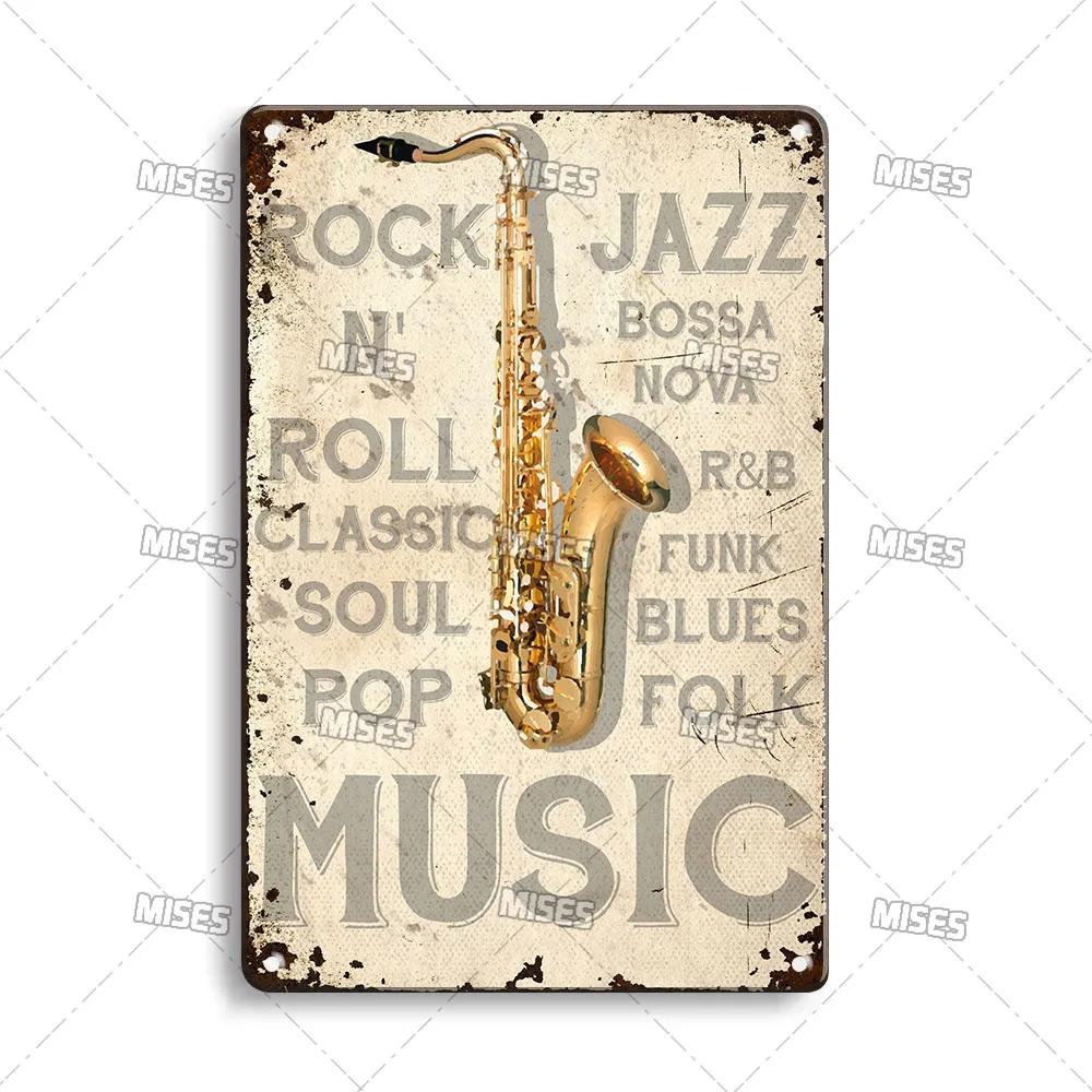 MISES JAZZ Metal Poster Vintage Metal Tin Sign Decorative Plate Metal Sign Music Metal Plaque Home Bar Studio Industrial Decor