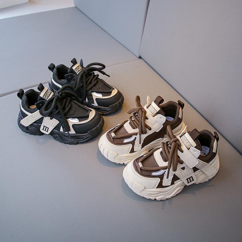 Girls shoes sports shoes leather surface children's dad shoes 2025 spring and autumn new soft-soled breathable casual shoes medium and old children