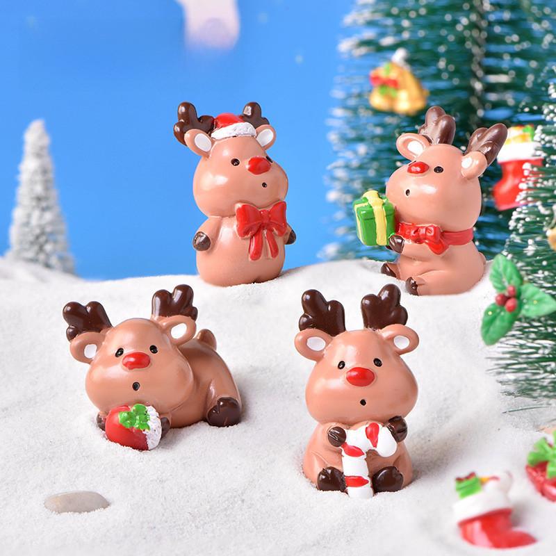 Charming Resin Christmas Reindeer Gift Box Diy Mini Landscape Decoration