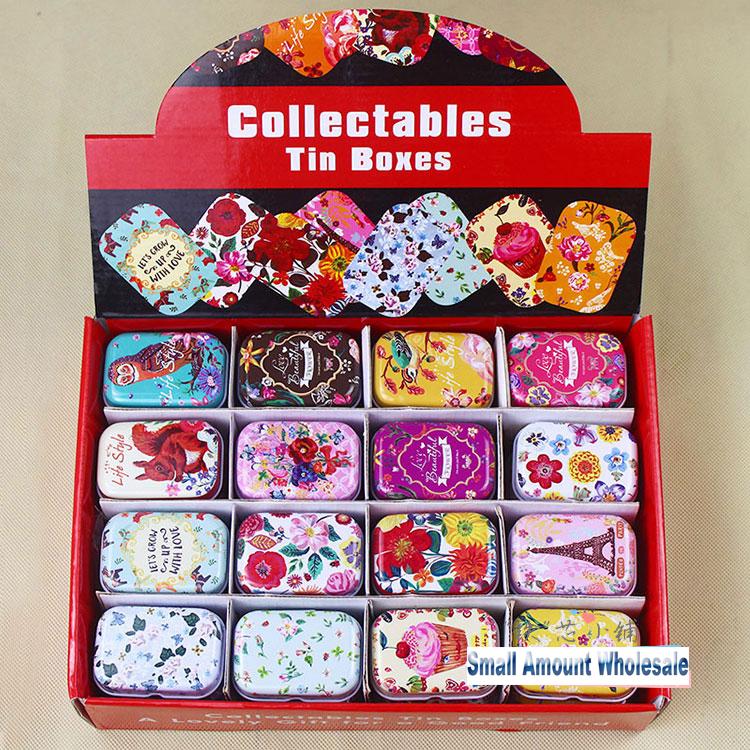 32Pcs(1Box) Cute Mini Tin Metal Box Sealed Pill Box Jewelry Candy Box Small Storage Cans Coin Earrings Headphones Gift Boxes