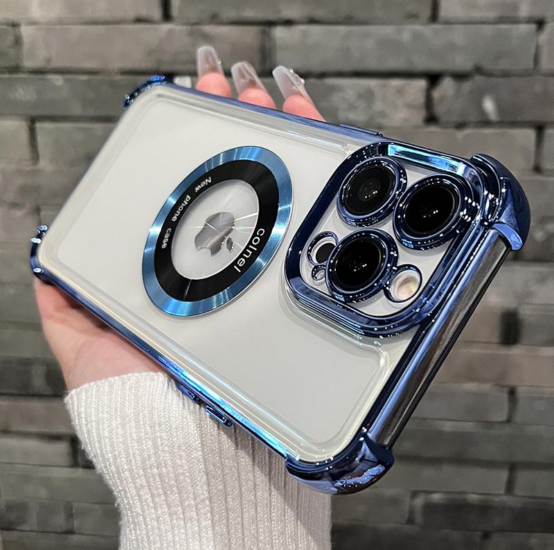 

2024 Новый чехол Simplicity Plating Back с защитой от ударов для iPhone 11 12 13 14 15 Pro Max Plus с магнитной беспроводной зарядкой For IPhone 11