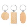 50Pcs Blank Wooden Keychain Set, Unfinished Wood Pieces with Key Rings Wood Key Ring Key Tags DIY Supplies for Craft