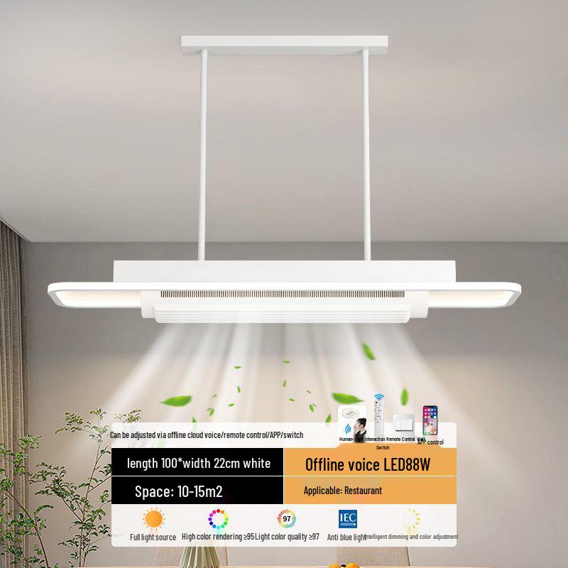 Leafless Ceiling Fan Light: Modern Smart Voice-Control Tricolor for Living Room & Bedroom - 110V, English