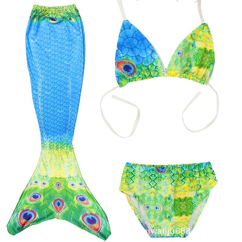 Mermaid Tail Children'S Swimsuit Girls Princess Clothes Girl Mermaid Baby Three-Piece Set