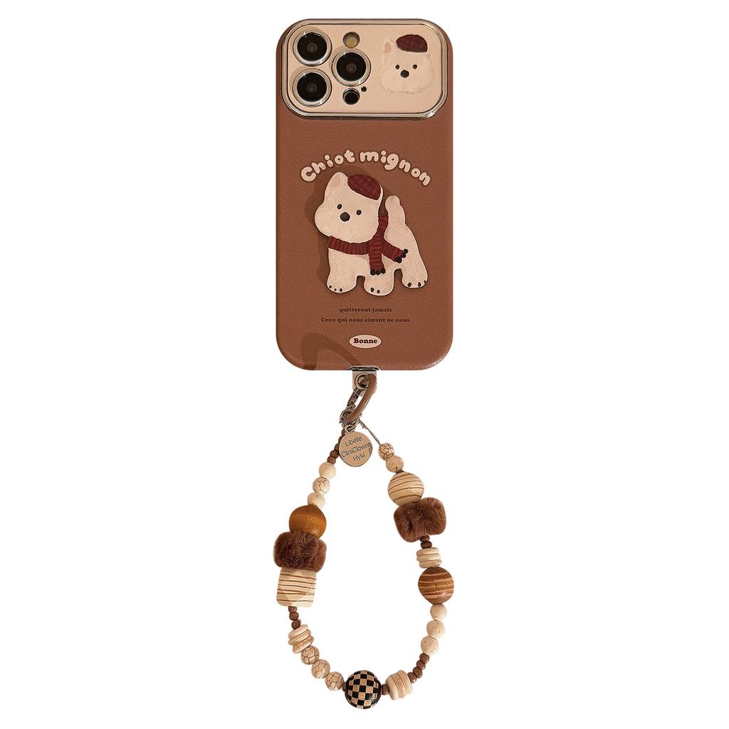 Brown Three Dimensional Western Highland Suitable for Apple 15promax Mobile Phone Case IPhone 16 Leather Cartoon Hanging Chain