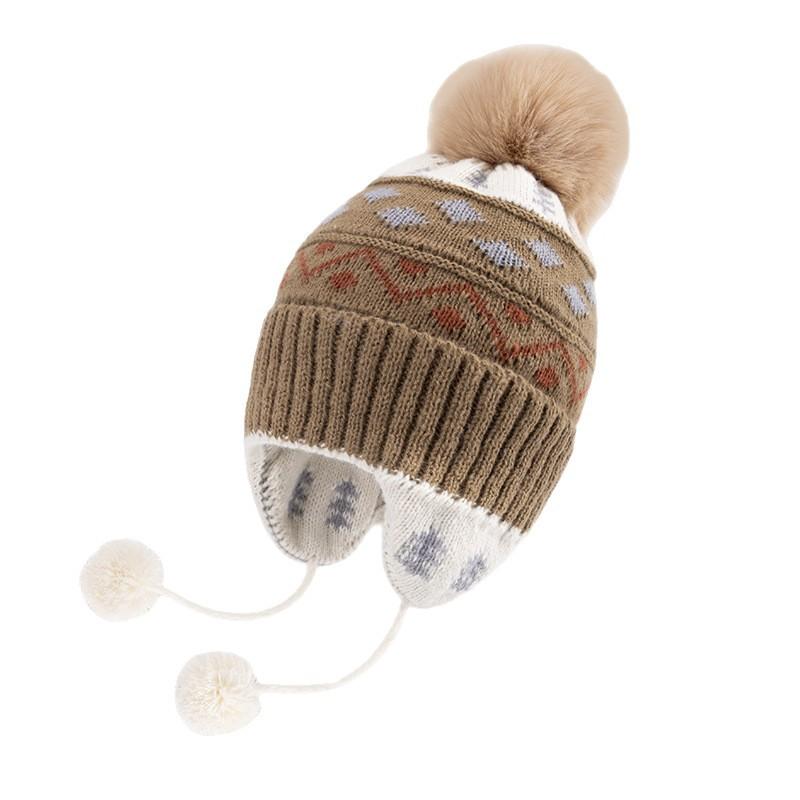 Autumn and Winter Children's Knitted Hats Boys and Girls Winter Wool Ear Caps Warm Casual Cold Wool Caps