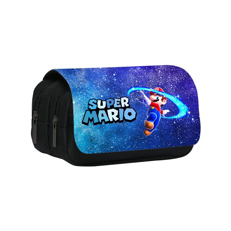 Trousse à Crayons Double Couche Mario Grande Capacité Pour Étudiants Organisateur de Fournitures Scolaires