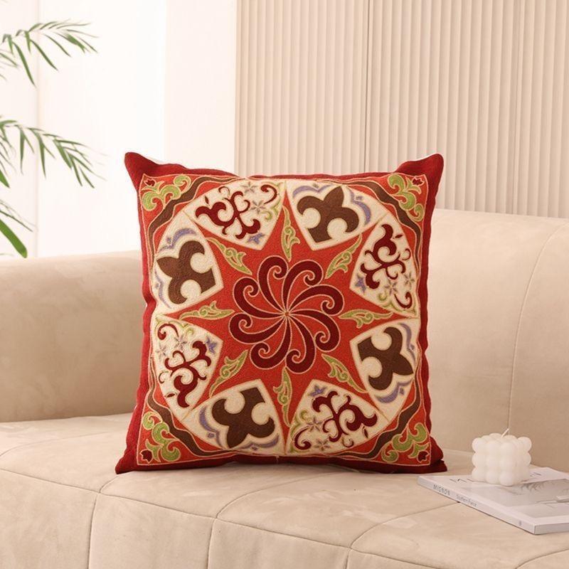Retro Ethnic Style Printed Pillowcase: Pattern Sofa, Living Room Cushion Cover, Bedroom Bedside Pillow Cover