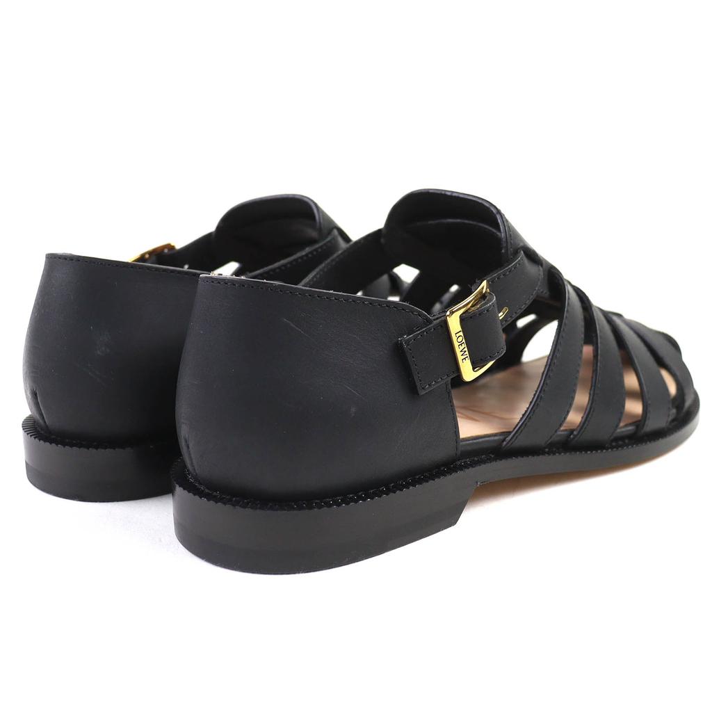 Pristine LOEWE Sandals CAMPO Logo Buckle Gurkha Sandals Black 39 L814465X77 Used