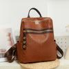 Contrast Backpack Women's Soft Leather Outdoor Travel Backpack