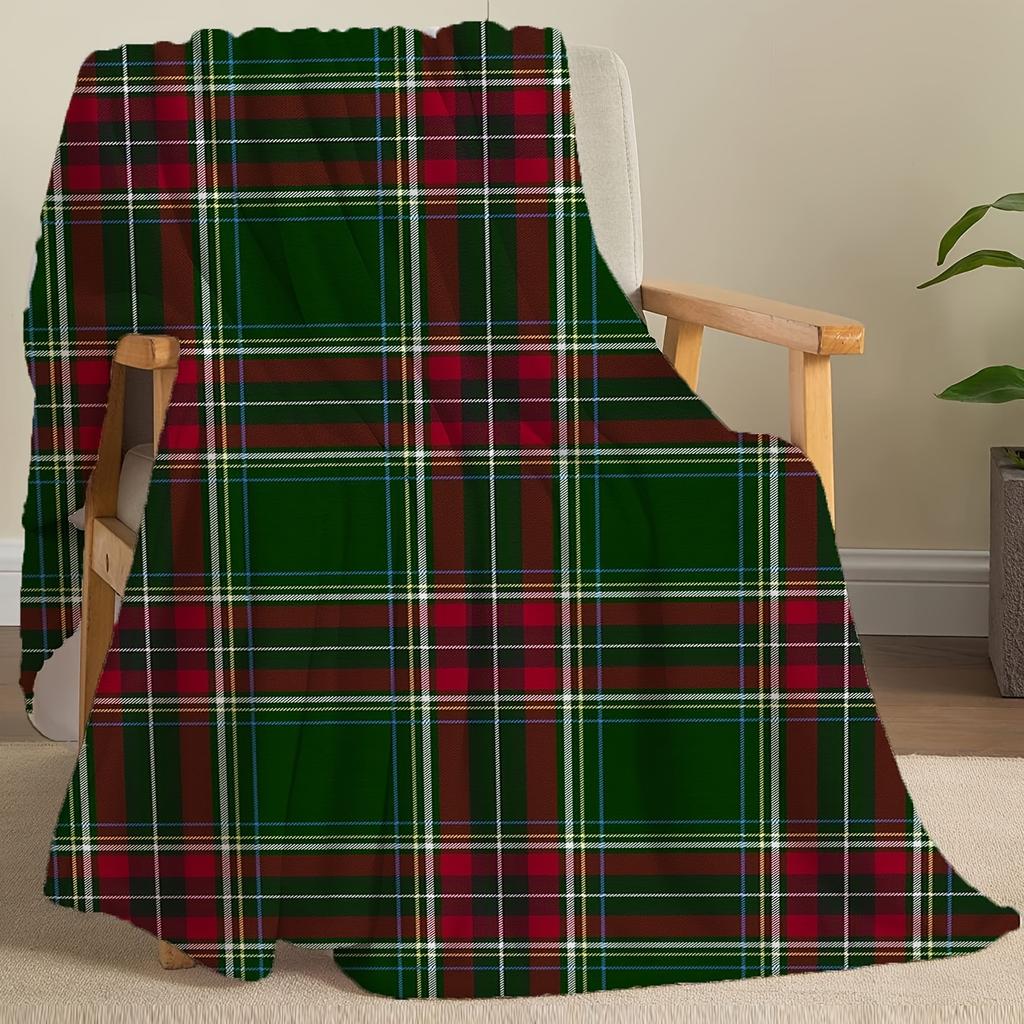 1 Stück Weihnachts-Karo-Kuscheldecke, Grün & Rot Tartan-Design, Gemütliche Feiertagsdekoration für Zuhause, Sofa, Weiche Decke für Weihnachten