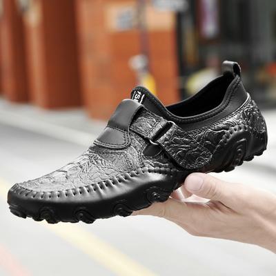 2022 Newest Genuine Leather Shoes Men Loafers Crocodile Style Slip-On Men Casual Shoes Flat Male Driving Footwear Big Size 38-47