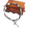 White Bracelet Crucifix Medal-Bracelet Catholic Jewelry Adjustable Crystal Beads