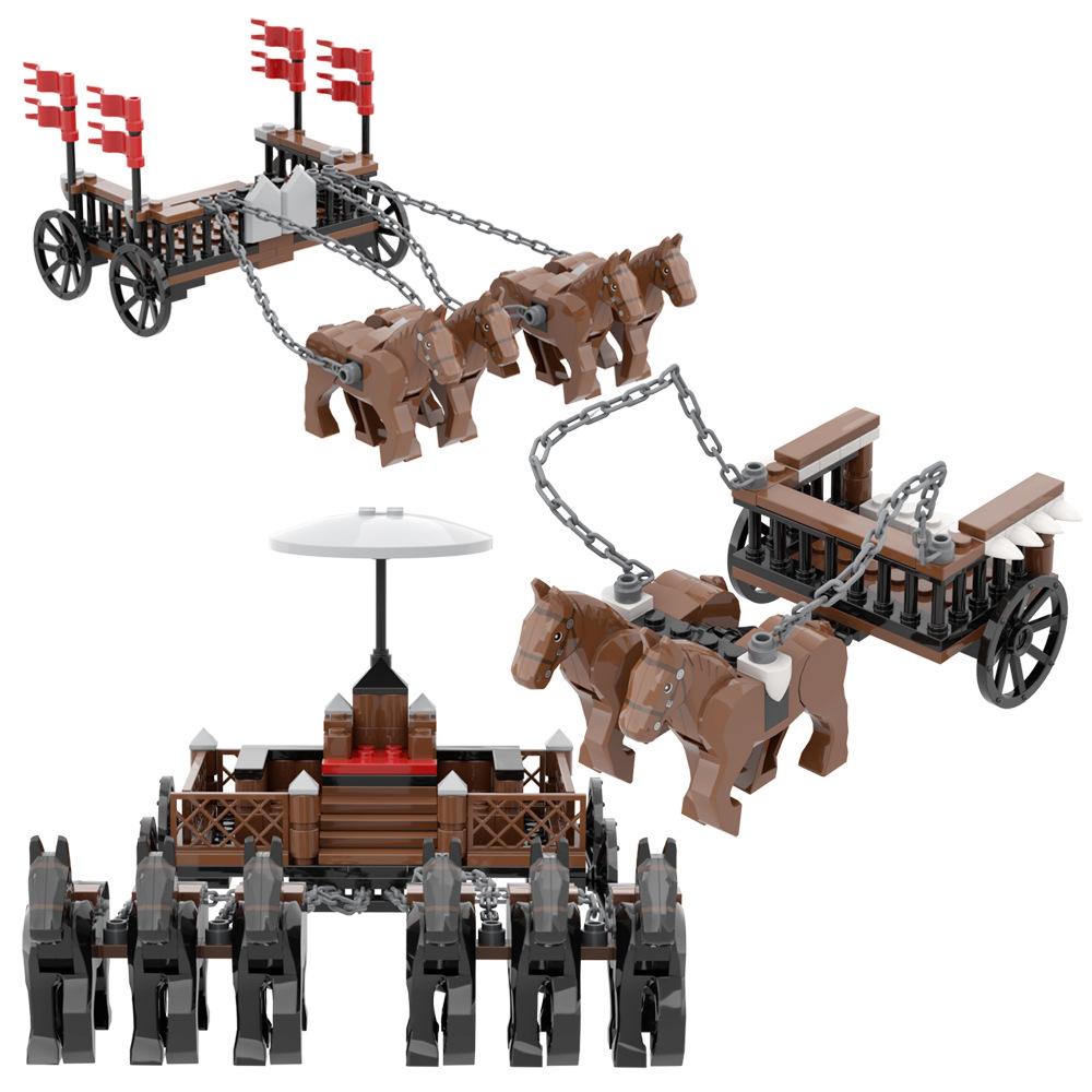 Building Block Carriage Medieval Chariot Ancient Military Weapon Accessories Weapon Qin Scene Model Ornament