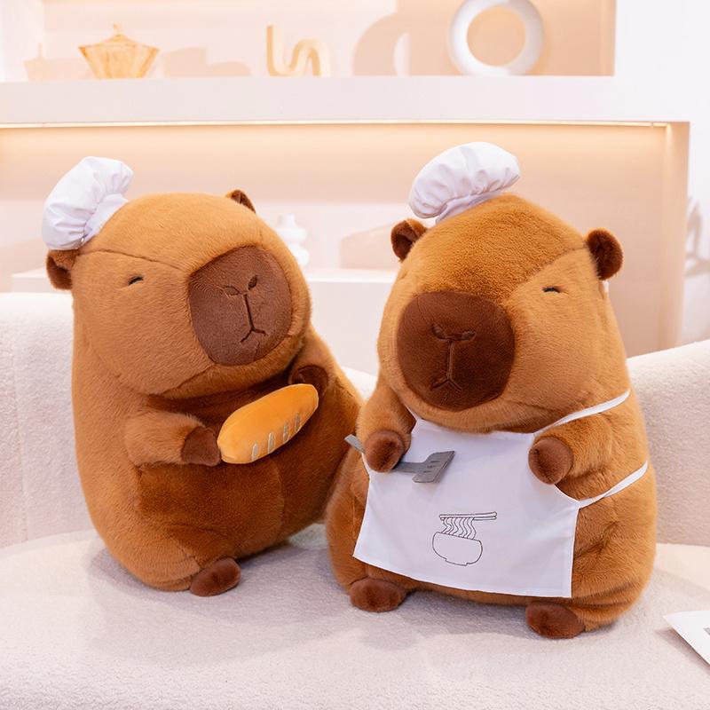 Chef Capybara Plush Toy Lovely Stuffed Capybara Plushies Soft Animal Doll Throw Pillow Room Decor Kawaii Toy Gift Girl