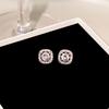 Exquisite And Sweet Square Diamond-Encrusted Hollow Stud Earrings, Light Luxury High-End Celebrity Style Fashion Temperament Earrings