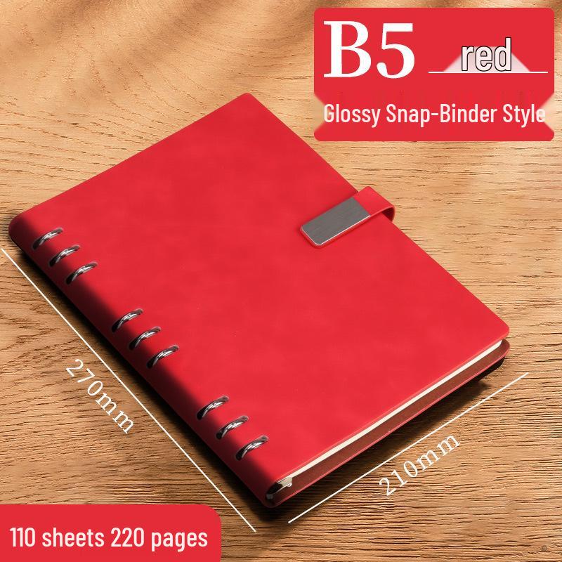 A5 Leather Business Notebook with Logo Printing, Thick Ring Binder & Buckle Closure - Perfect for Office Notes