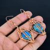 Rainbow Calsilika 999 Copper Wire Wrapped Earrings, Handmade Gemstone Jewelry Earrings For Memorial Day