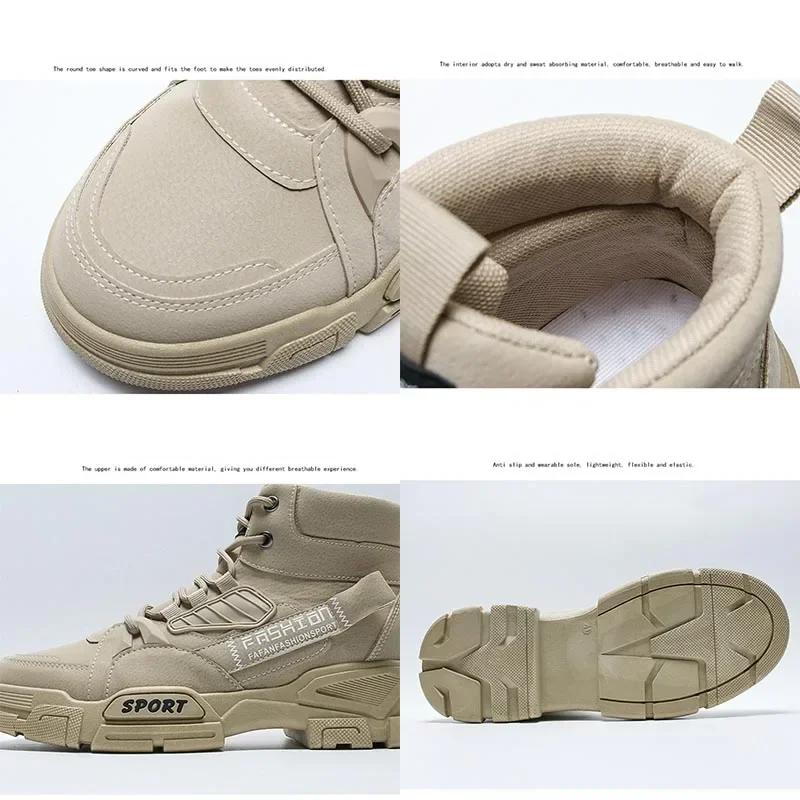 Fashion Men Boots Men Ankle Boots Autumn Outdoor Military Booties Winter Comfort High Top Shoes for Men Platform Work Boots Botas Hombre