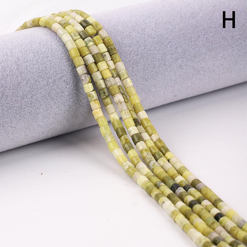 4x4mm Emperor Stone Cylinder Beads - Pink Opal, Xiuyu Serpentine, Flower Jade, Green Dragon Vein Spacer Beads
