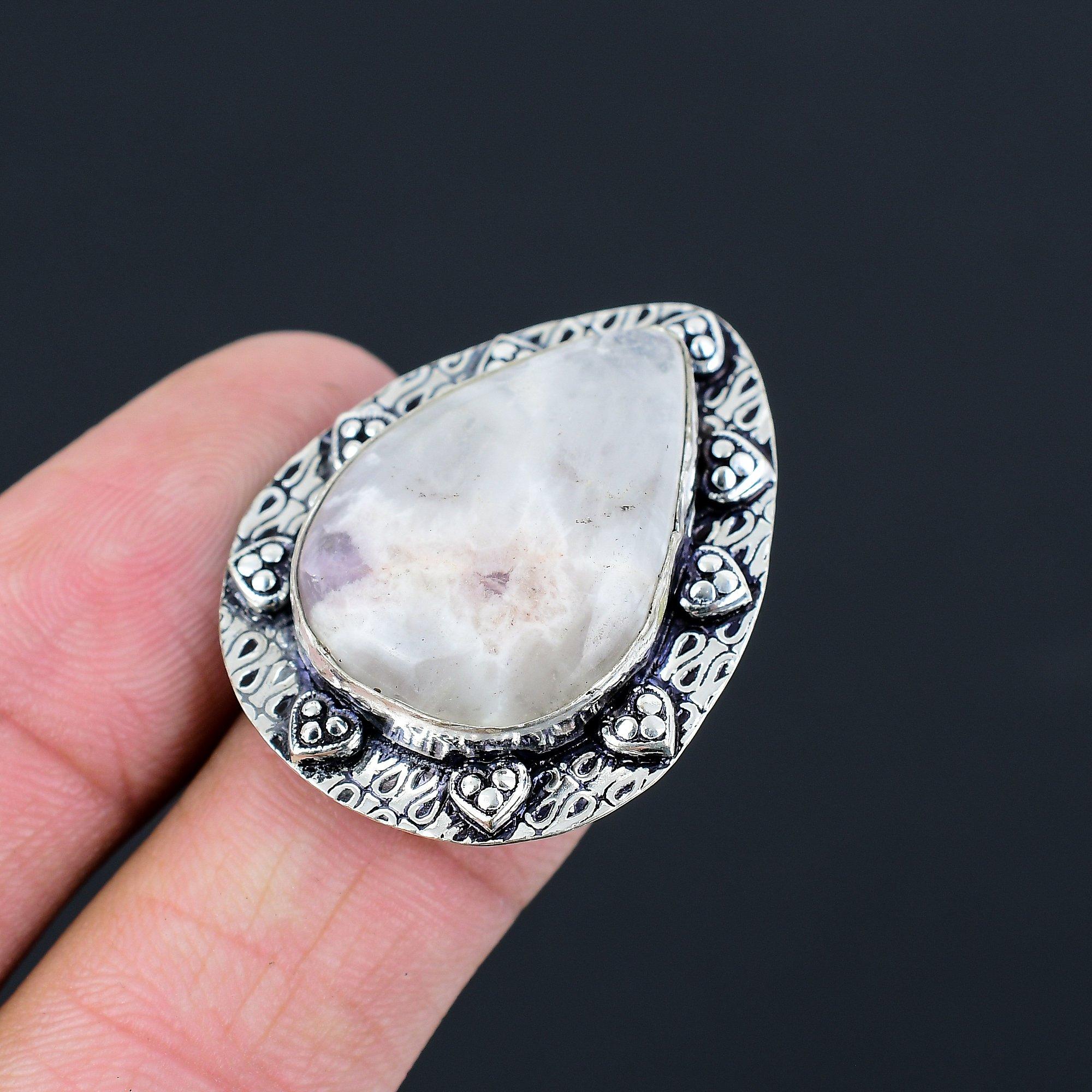 

925 Sterling Silver Pear Chevron Amethyst Gemstone Promise Ring Jewelry US 6.5 6.5