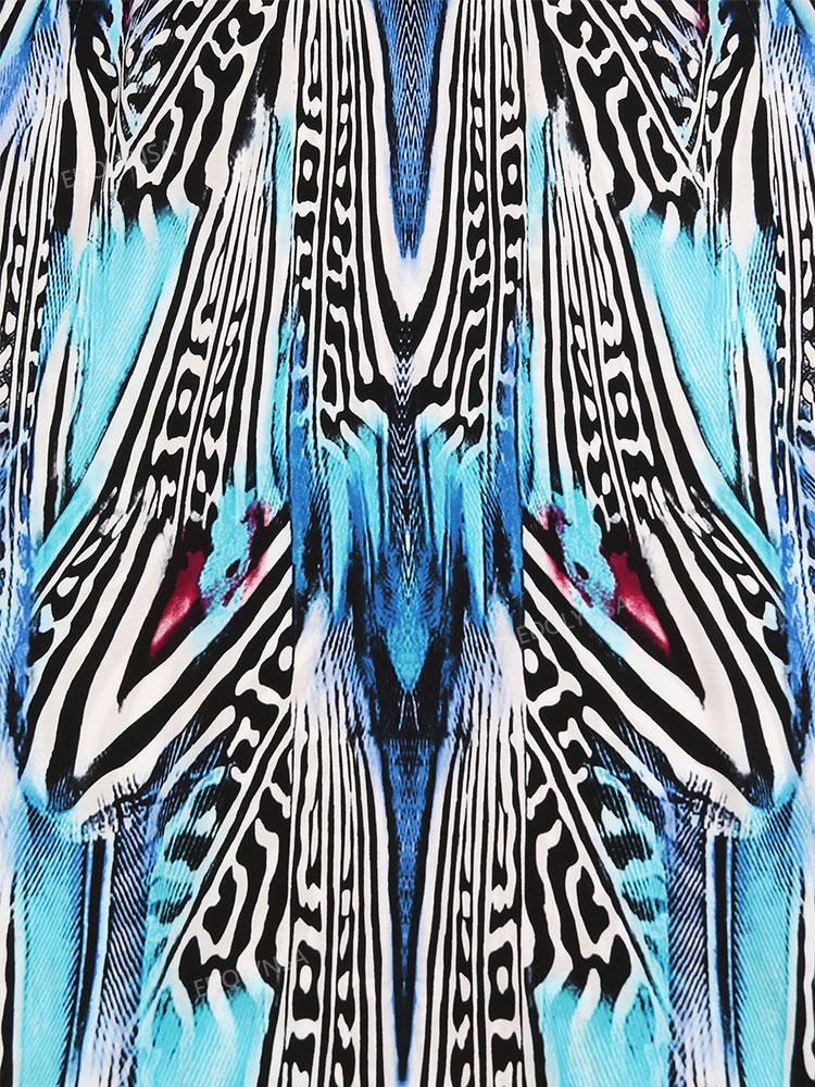 EDOLYNSA Bedruckte türkische Robe mit Fledermausärmeln, Sommer-Tunika, Plus-Size-Bademode, Cover-Up für Damen-Bademode, blaue Kaftan-Kleider, Q1415