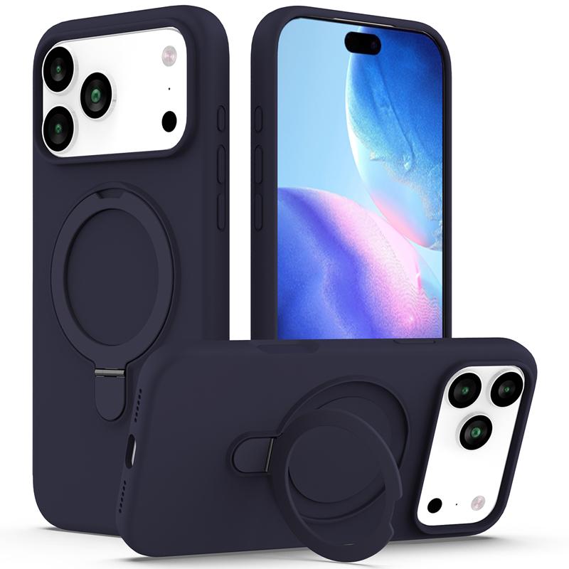 

For iPhone 17 Pro Max 17 Air Case Magnetic Liuqid Silicone with Microfiber Lining inside Ring Stand Cover for iPhone17 iPhone17 Pro Max