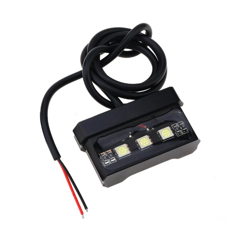 1pc Motorcycle License Plate Light LED Mini 12V CNC Aluminum Alloy Waterproof Rear Tail Motorbikes Light for License Plate Black