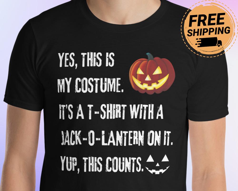 Lazy Costume T Shirt Halloween Party Funny Pumpkin T Shirt Halloween Costume Unisex T-Shirt XXXXL