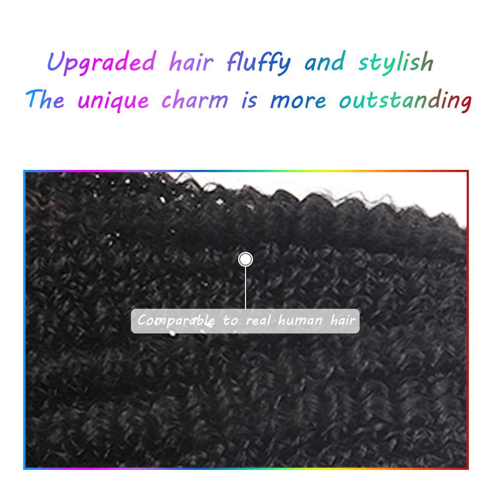 Bybrana Black Mid-Length Curly Middle Part Synthetic Soft Heat-Resistant Fiber Daily Wig