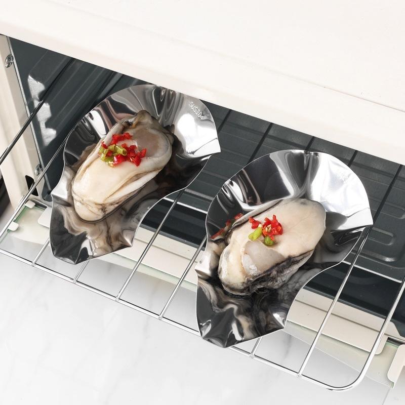 1/2 Pezzi Multifunzione Acciaio Inossidabile Piatti Ostriche Grigliabili Ostriche al Forno Capesante Frutti di Mare Ostriche Padella per Grigliare Riutilizzabile