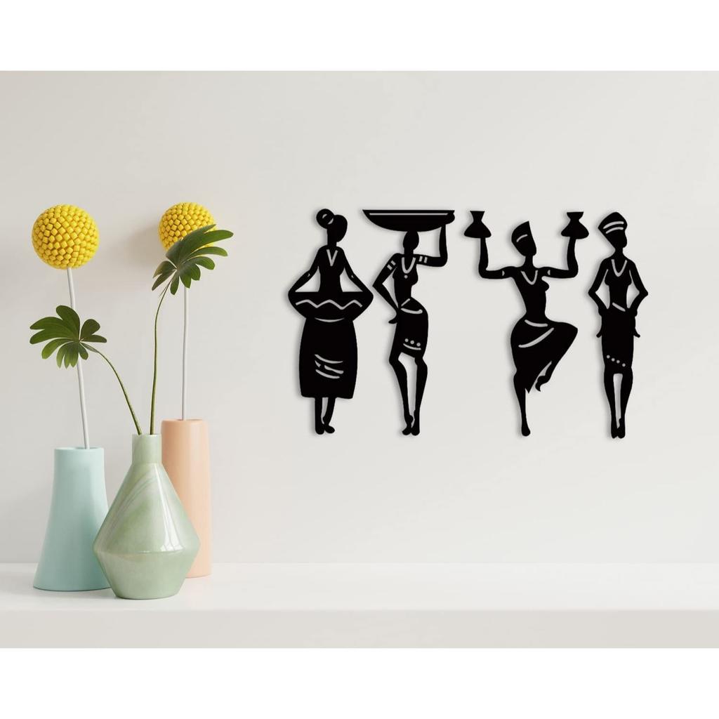 Women 4 Pcs Wall Decor Art, Hall Decoration Items for Living Room, Office, Drawing Room, Bedroom ( Black)