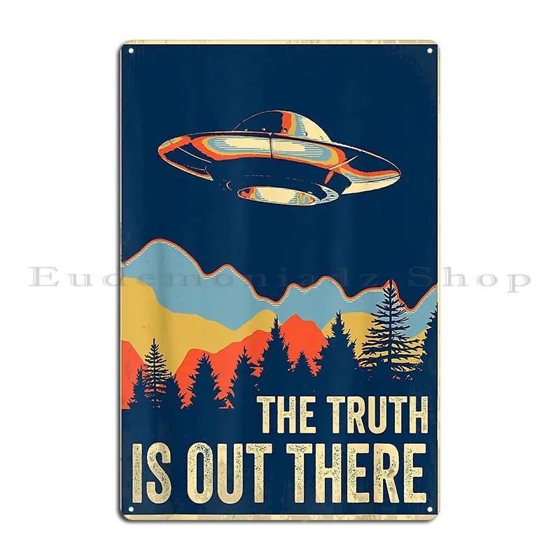 XFilesUFOVintageTinSign X Files Metal Tin Sign - "The Truth Is Out There" Retro UFO Aliens Design, Pub/Rusty Wall Decor