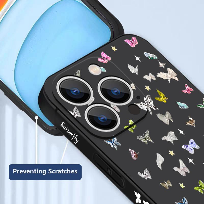 Colorful Butterfly Pattern Lanyard Case For iPhone 17 Pro Max Funda iPhone 16 15 14 13 Pro Max 11 16E 17E Soft Silicone Cover