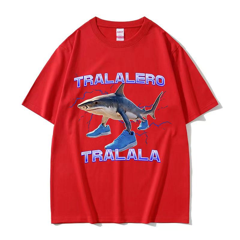 Funny Running Tralalero Tralala Shark Meme T Shirts Men Women Summer ONeck Fashion Retro Cotton Short Sleeve Tshirt Streetwear